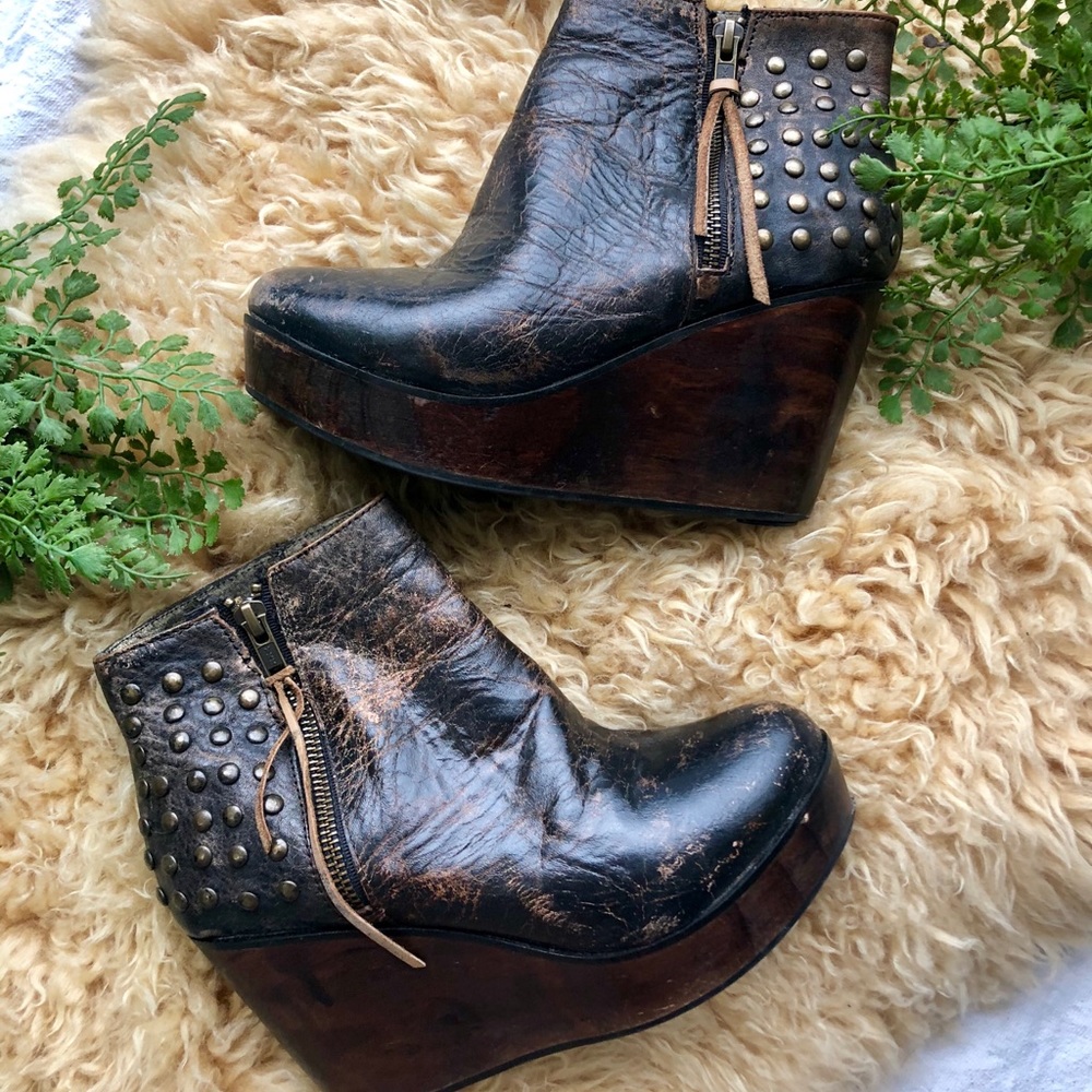 Bed Stu Ghent wedge booties leather 6.5 HOT
